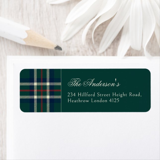 Etiqueta Tartan Plaid de Natal Clássico Preppy  (Insitu)