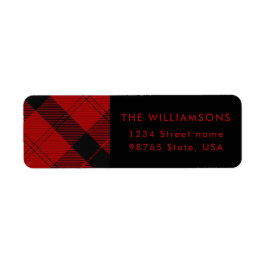 Etiqueta Tartan Vermelho Preto Natal Endereço Personalizado