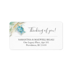 Etiqueta Tartaruga Marinha Aquarela Tropical Oceano Endereç