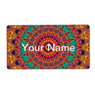 Etiqueta Tatuagem Caleidoscópio Fractal