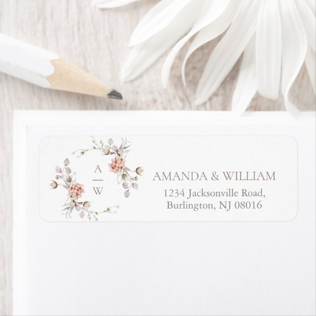 Etiqueta Taupe Floral Monogram (Insitu)