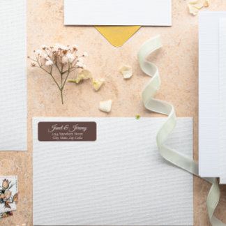 Etiqueta Taupe Stylized Names Endereço de Devolução de Casa