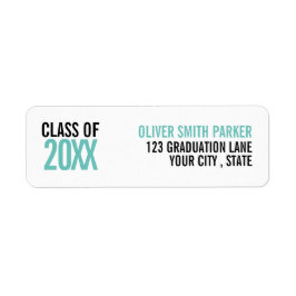 Etiqueta Teal bold Graduação personalizada ANO