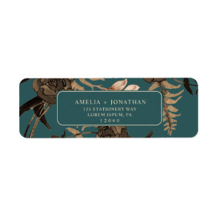 Etiqueta Teal Burnt orange terracotta casamento outono flor