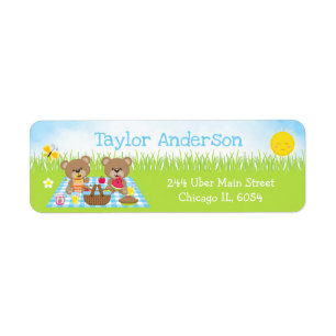 Etiqueta Teddy Bears Picnic Boy Blue Gingham