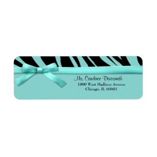 Etiqueta Telas De Zebra Teal Com Fita Correspondente