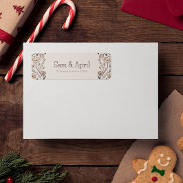 Etiqueta Tema de Casamento Floral Brown