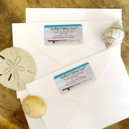 Etiqueta Tema de pesca rótulo grande da costa do mar Endere