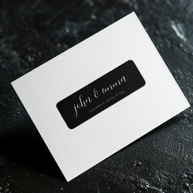 Etiqueta Tema Elegante de Casamento Negro e Branco (Create a custom sticker to stick on your envelope)