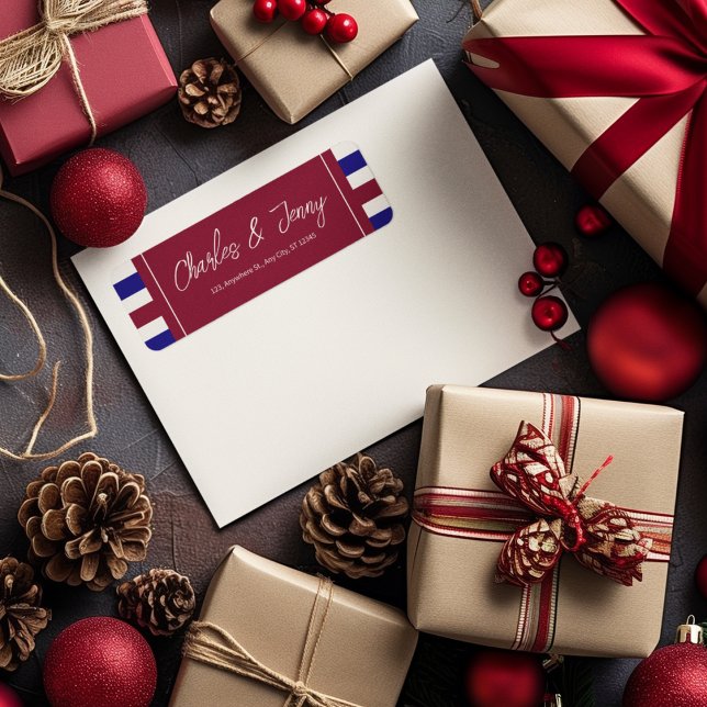 Etiqueta Tema Real de Casamento Vermelho e Azul (Let your envelope label speaks more about your royal theme)