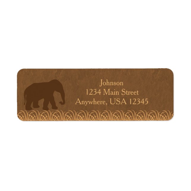 Etiqueta Tema Safari | Silhouette de elefante | Personaliza (Frente)