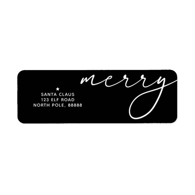 Etiqueta Temática de Natal Elegante e Alegre Preto (Frente)