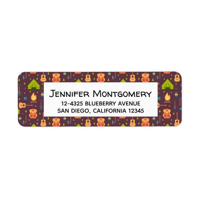 Etiqueta Tendas e Guitarras de padrão de acampamento russo (Frente)