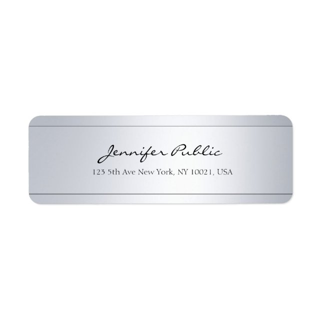 Etiqueta Tendência de Caligrafia Elegante de Silver Texto à (Frente)