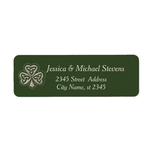 Etiqueta Tendência elegante, shamrock irlandês sortudo (Frente)
