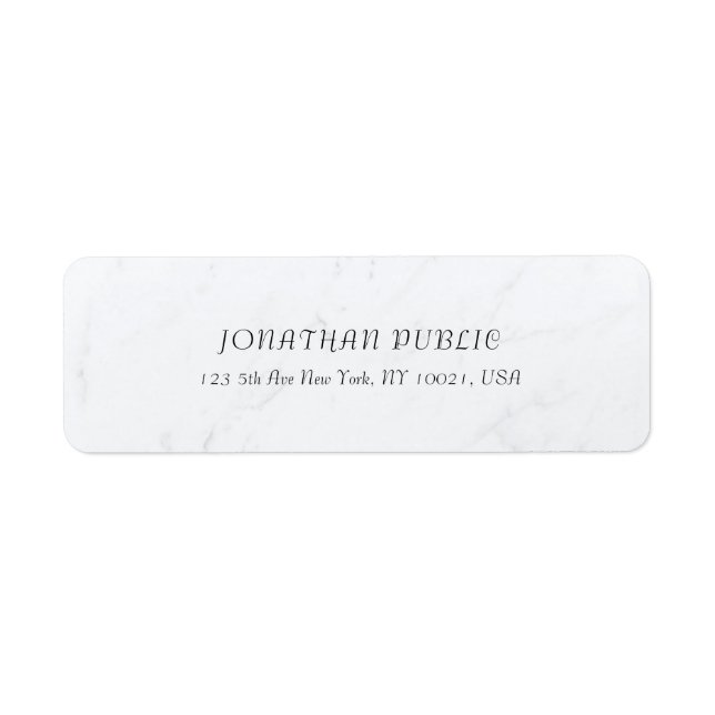 Etiqueta Tendência Elegante Texto Cursivo Branco Marble Sle (Frente)