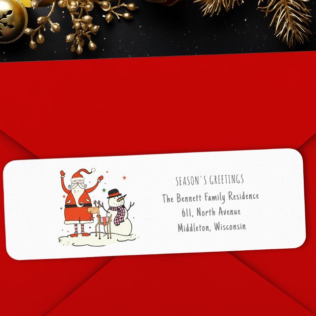 Etiqueta Tendência Papais noeis Divertidos Snowman Reindeer (Criador carregado)