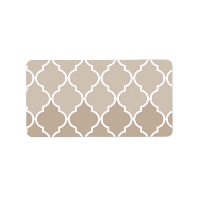 Etiqueta Tendy Chic Girly Cream Brown Quatrefoil Padrão (Frente)