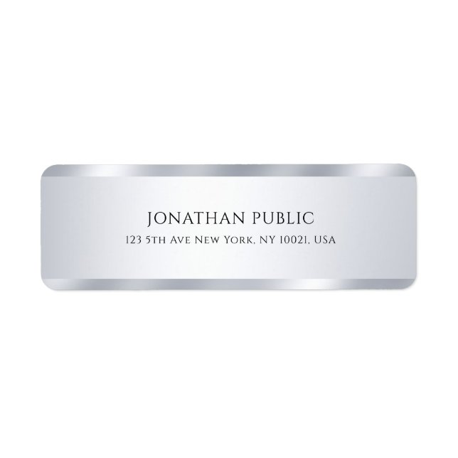 Etiqueta Tendy Faux Silver Modern Simple Elegant Modelo (Frente)