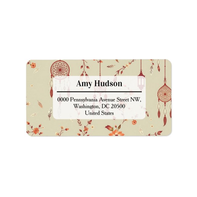 Etiqueta Terracotta Boho Pattern (Frente)