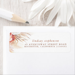 Etiqueta Terracotta Floral Pampas Grass Casamento
