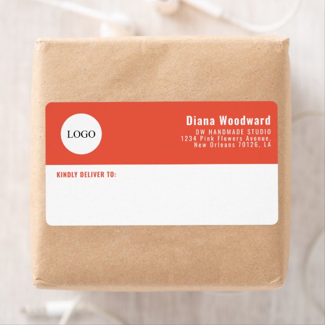 Etiqueta Terracotta Moderno e White Business Shipping (Insitu)