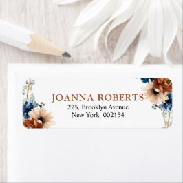 Etiqueta Terracotta Navy Blue Greenery Geometric Wedding