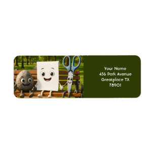 Etiqueta Tesoura de Papel Fantasy Cute Rock
