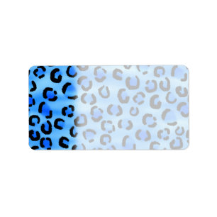 Etiqueta Teste padrão azul do impressão do leopardo