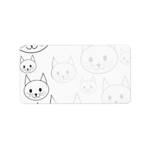 Etiqueta Teste padrão branco bonito dos gatos