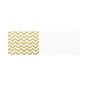 Etiqueta Teste padrão branco de Chevron da folha Dourado