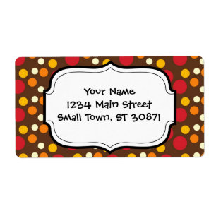 Etiqueta Teste padrão de bolinhas branco vermelho de Brown