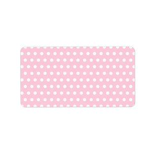 Etiqueta Teste padrão de bolinhas cor-de-rosa e branco.