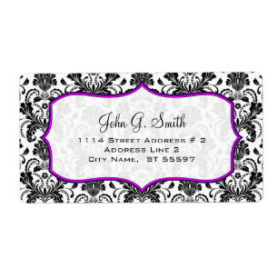 Etiqueta Teste padrão floral retro preto & branco dos