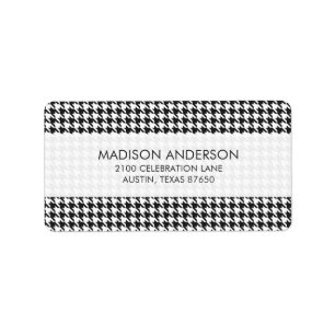 Etiqueta Teste padrão preto e branco de Houndstooth