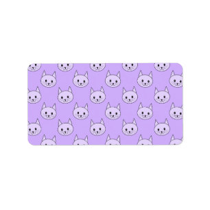 Etiqueta Teste padrão roxo do gato do Lilac