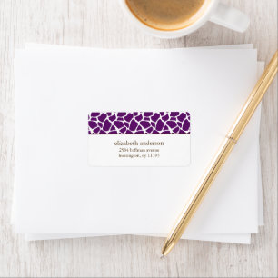 Etiqueta Teste padrão roxo escuro do girafa