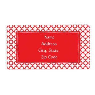 Etiqueta Teste padrão vermelho de Quatrefoil