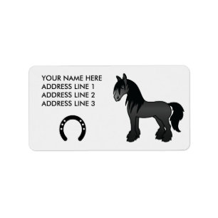 Etiqueta Teto preto Gypson Vanner Shire Clydesdale Horse