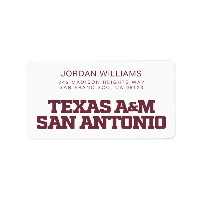 Etiqueta Texas A&M San Antonio (Frente)