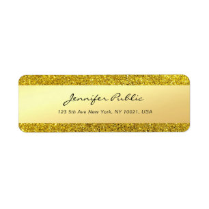 Etiqueta Texto do Nome do Script Manuscrito Dourado Glamor