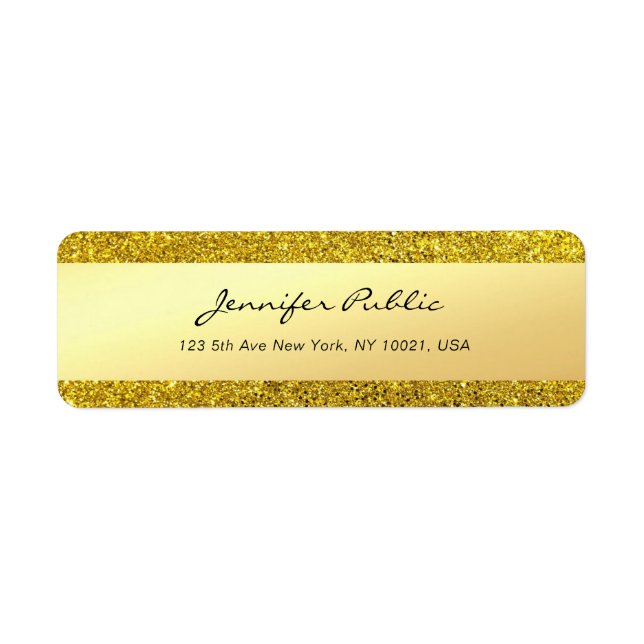 Etiqueta Texto do Nome do Script Manuscrito Dourado Glamor (Frente)