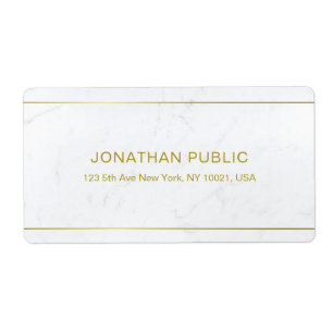 Etiqueta Texto Dourado de Mármore Branco Elegante Entrega 