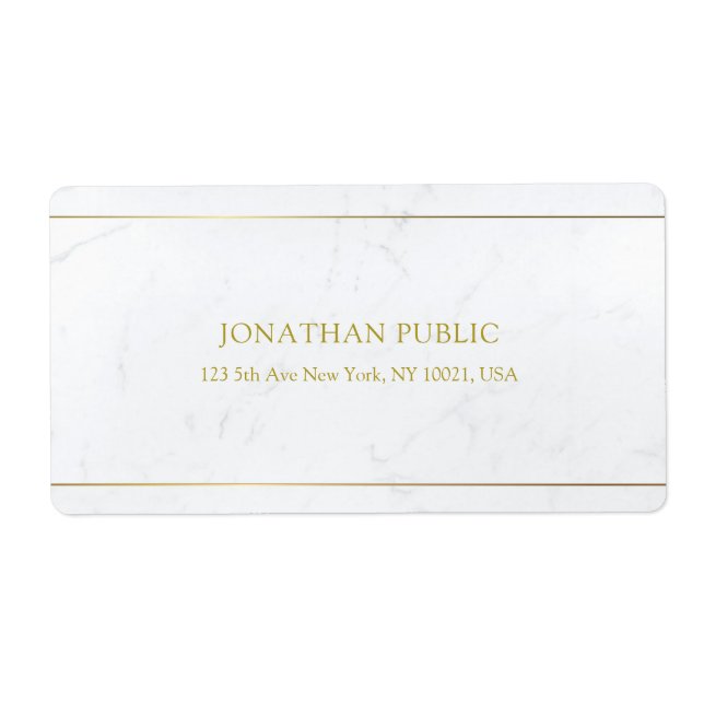 Etiqueta Texto Dourado Marble Elegante Entrega Simples (Frente)