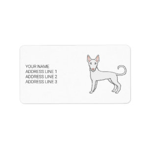 Etiqueta Texto e Cão de Cartoon Ibizan Hound de Cabelo Bra