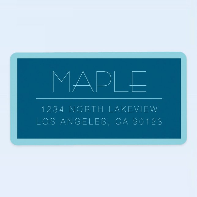 Etiqueta Texto Moderno Personalizável | Oceano e Robin - Az (Criador carregado)