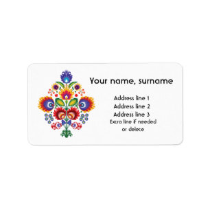 Etiqueta 🧡 💙 💛 Texto personalizado Diamante folclore pol