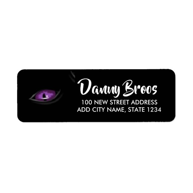 Etiqueta Texto personalizado olho roxo de gato (Frente)