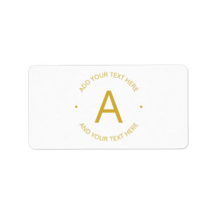Etiqueta Texto Personalizável Moderno Simples Dourado e