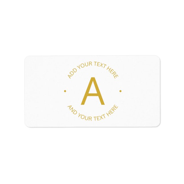 Etiqueta Texto Personalizável Moderno Simples | Dourado e b (Frente)